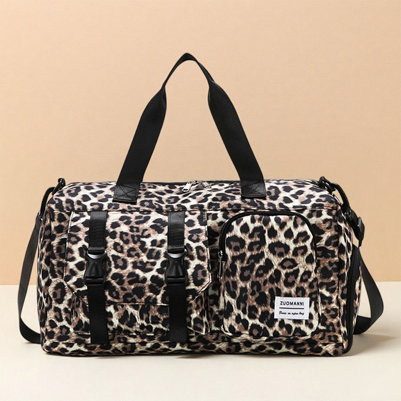Yoga Fitness Bag - Modische Sporttasche mit Leopardenmuster und separatem