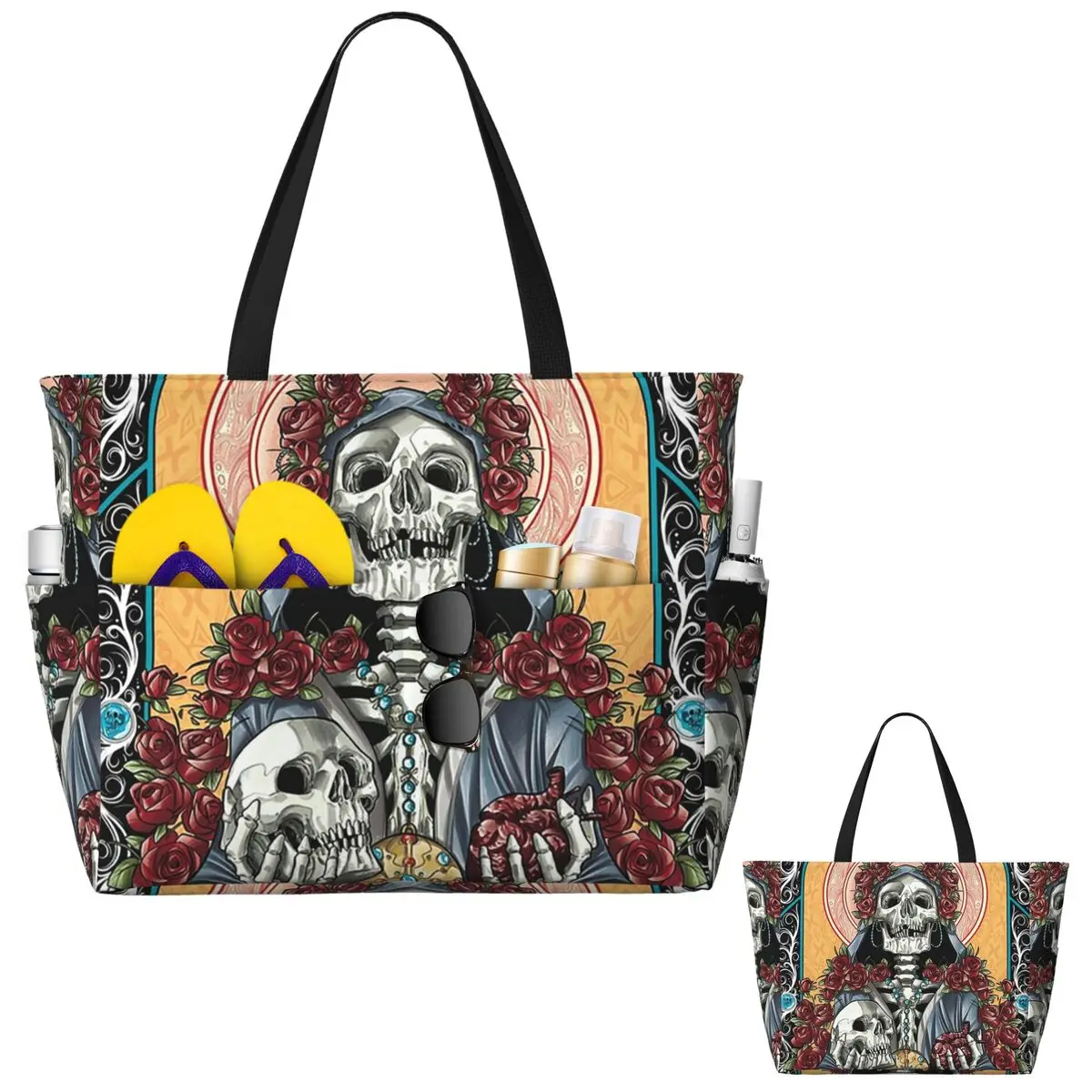 Yoga Fitness Tote - Santa Muerte Spanish Beach Tote Bag