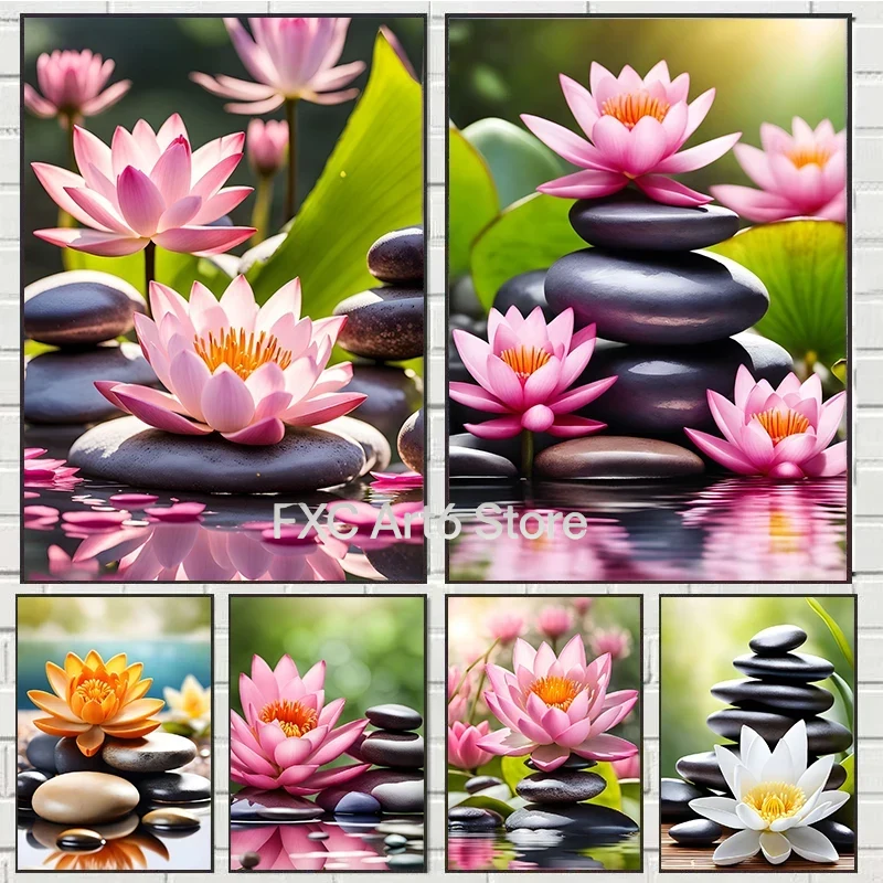 Yoga Fitness Studio - 1 Stück rahmenloser Spa-Zen-Leinwanddruck mit Kirschblüten,