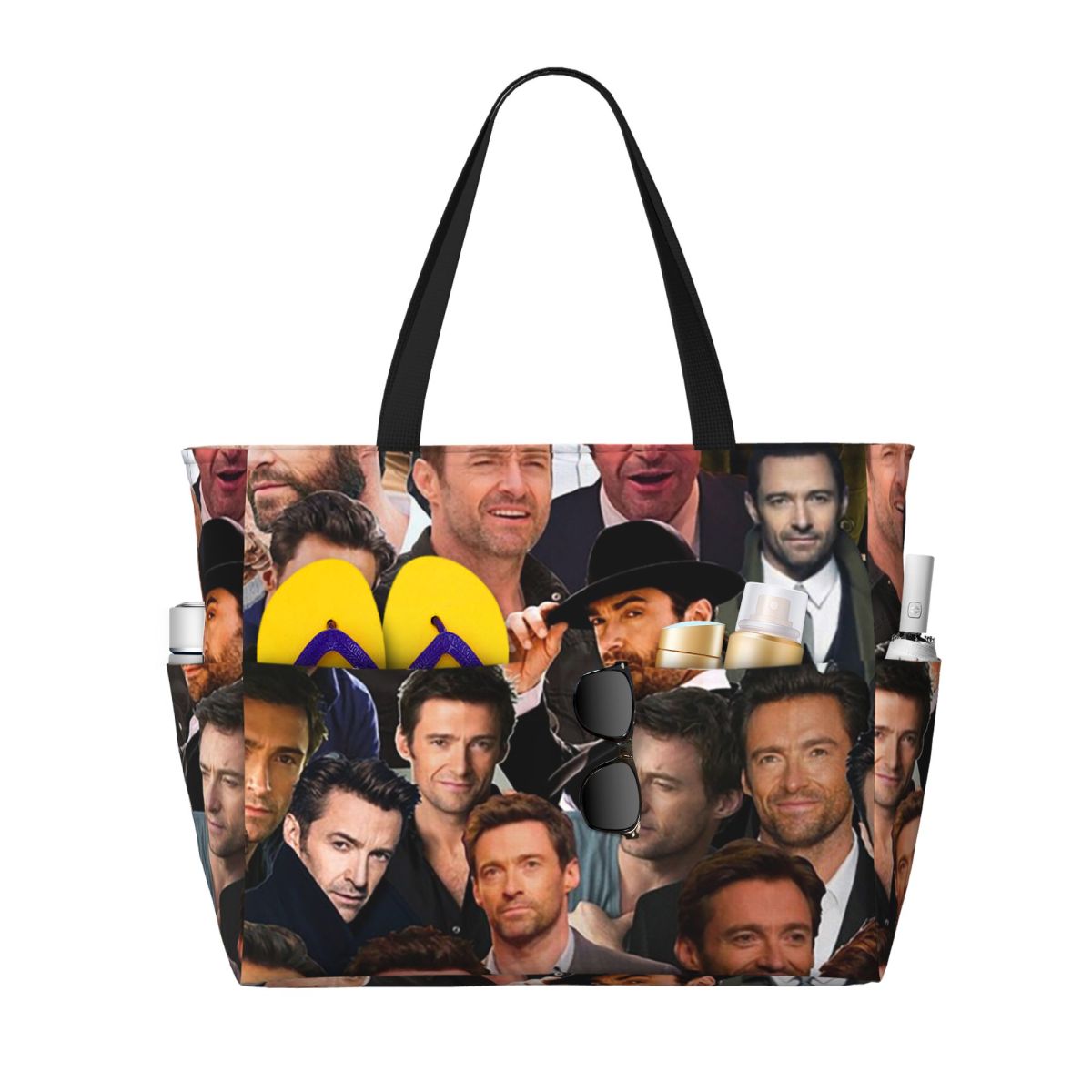 Yoga Fitness Photos - Hugh Jackman Photo Collage Strandtasche, Sporttasche,