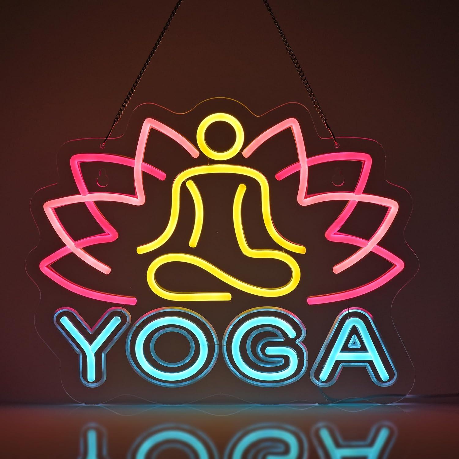 Yoga Fitness Studio - Yoga-Neonschild Dimmbares LED-Neonlicht für Yoga-Studio, Meditationsraum,