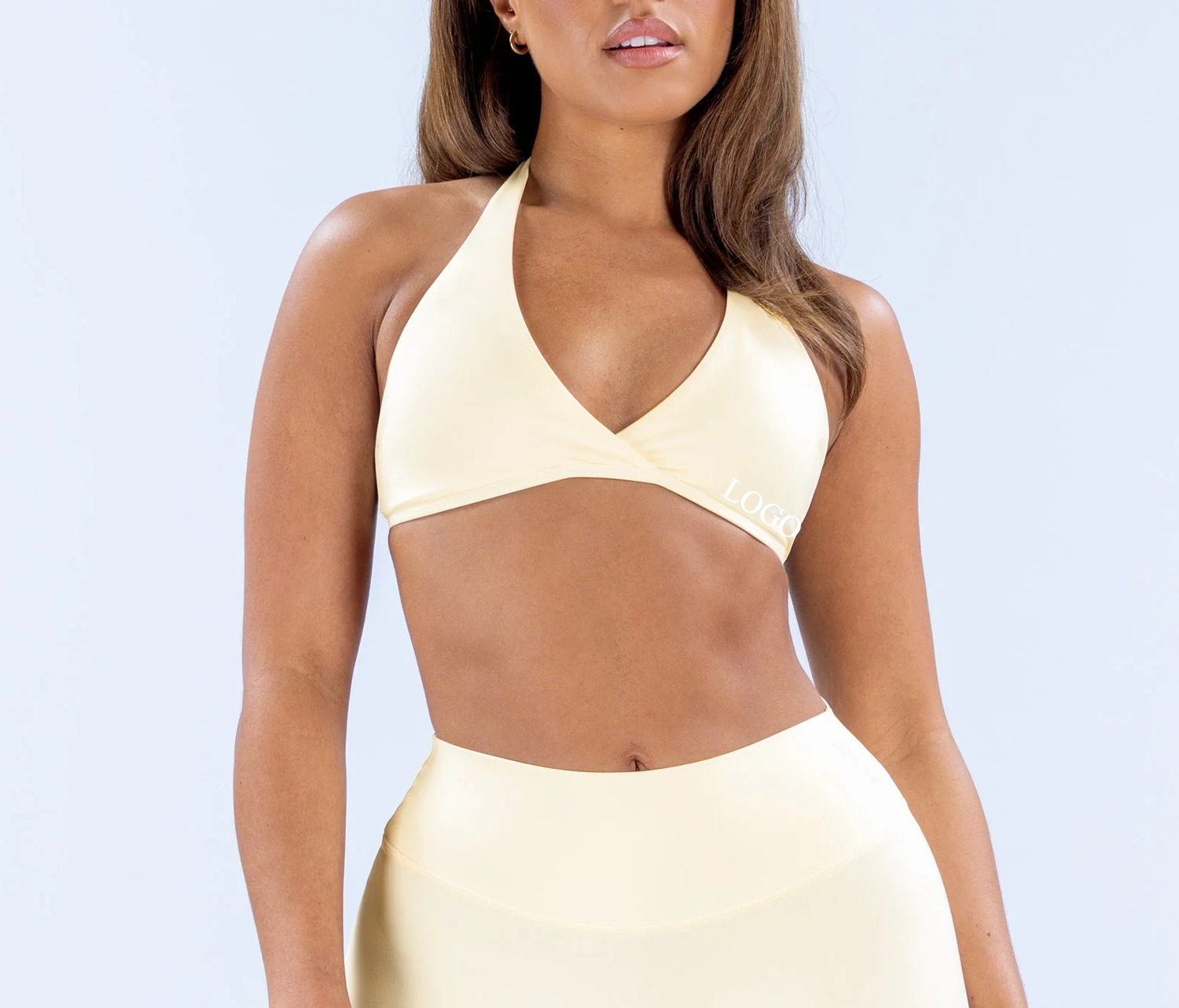 Yoga Và Fitness - LOGO Damen V-Ausschnitt Neckholder Sport-BH Rückenfrei