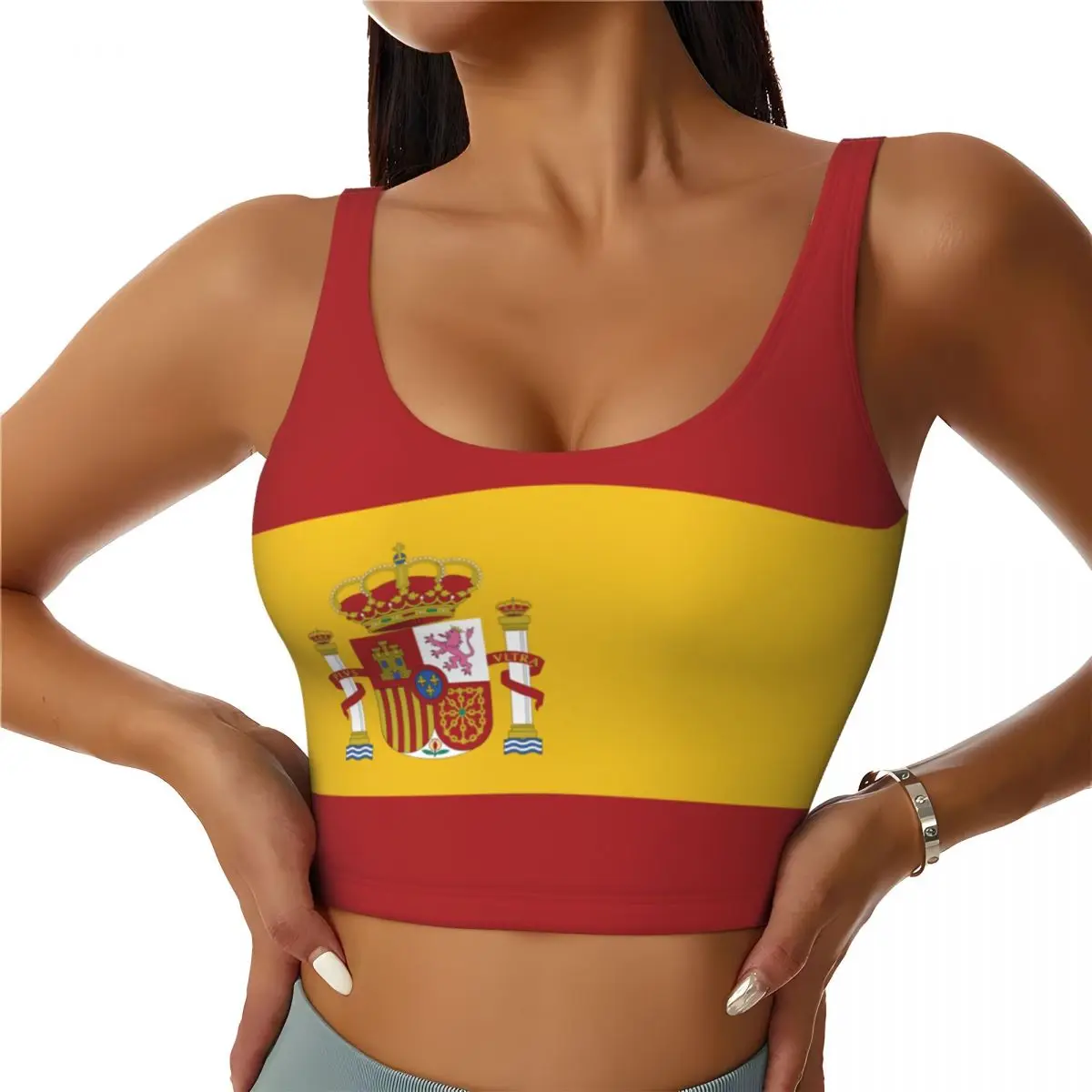 Yoga Và Fitness - Spanien Flagge Basic Tops Frauen Samba