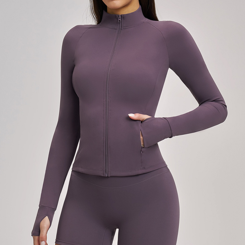 Yoga Fitness Training - Frühlings-Yoga-Kleidung für Damen, hochgeschlossene, langärmlige Outdoor-Strickjacke