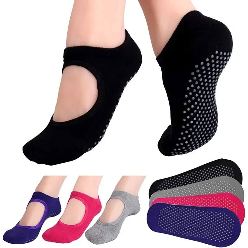Yoga Dance & Fitness Center Llc - Rückenfreie, rutschfeste Fitness-Yoga-Socken aus Baumwolle für