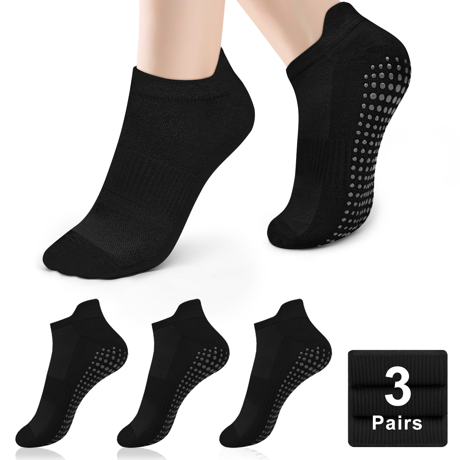 Yoga Dance & Fitness Center Llc - 3 Paar Yoga-Socken für Damen, Baumwolle,