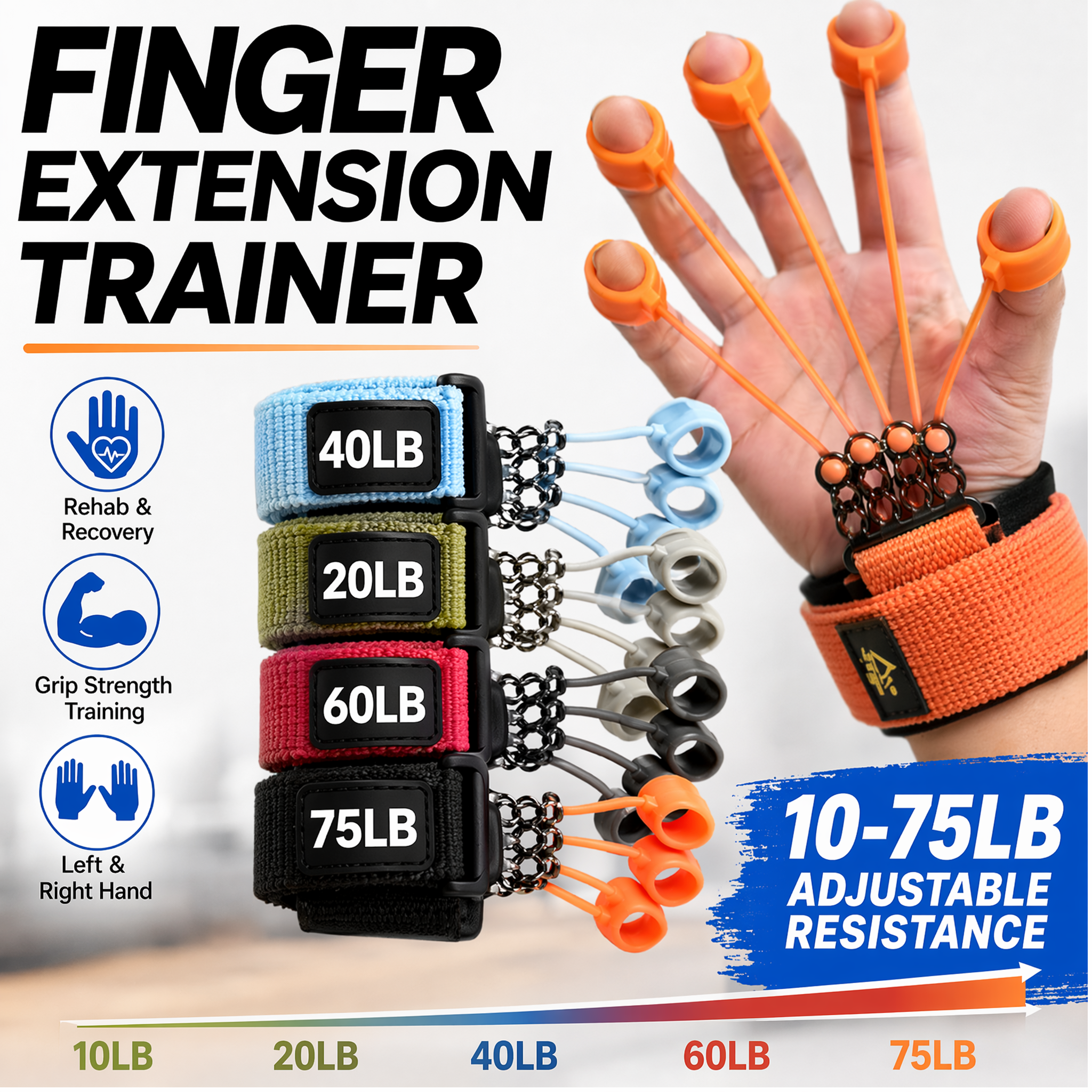 Grip Strengthener Hand - Finger-Handgriff-Trainer aus Silikon, Finger-Dehnungs-Übungsgerät, Handgelenk- und
