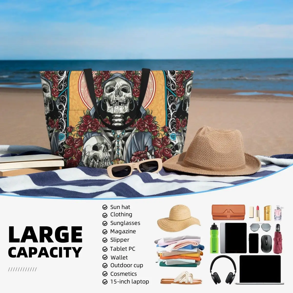 Santa Muerte Spanish Beach Tot – Yoga Fitness Tote Bewertung und Preis