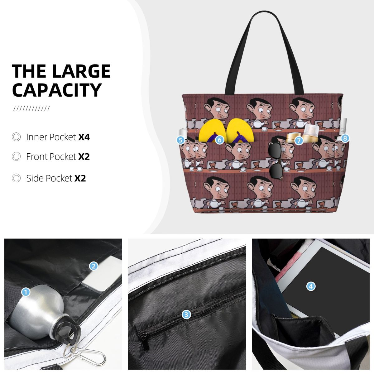 Mr. Bean Cartoon Strandtasche, – Yoga Fitness Tote Bewertung und Preis