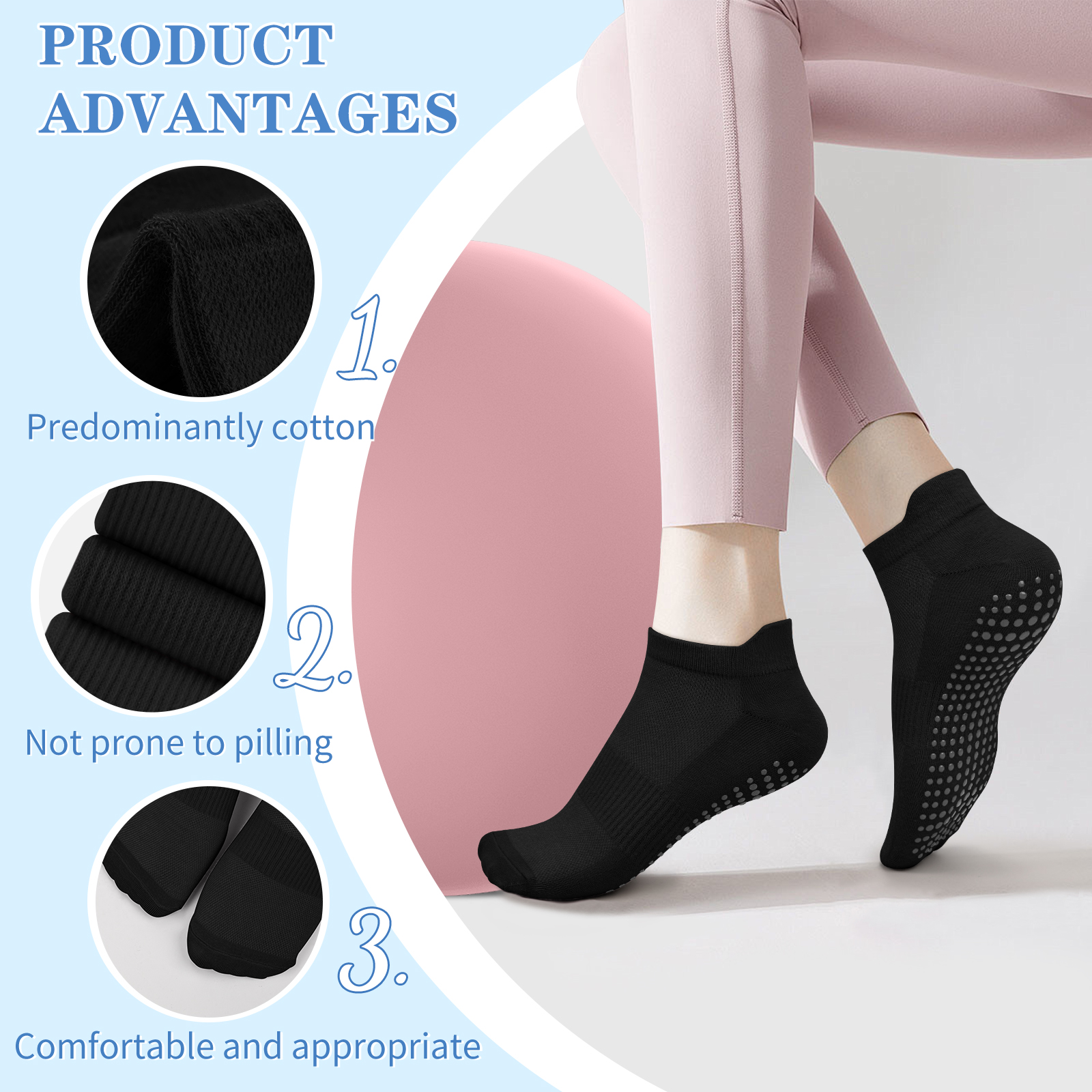 3 Paar Yoga-Socken für Damen,  – Yoga Dance & Fitness Center Llc Bewertung und Preis